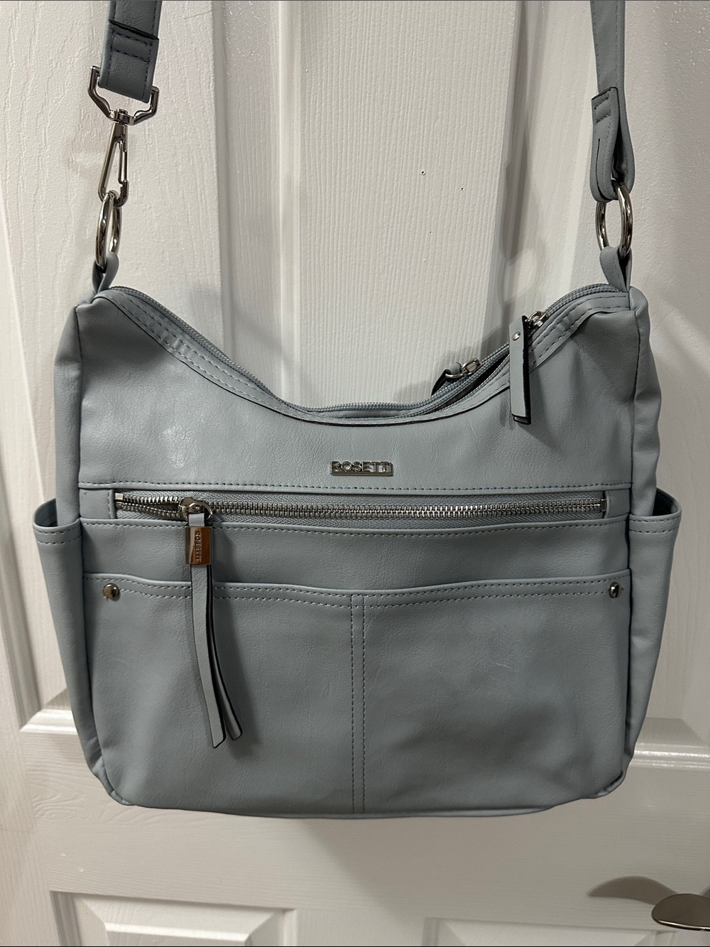 Rosetti Pale Blue Faux Leather Crossbody Shoulder Bag